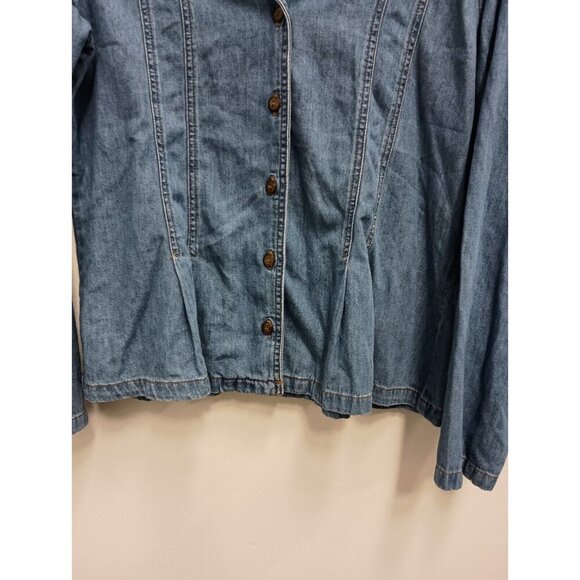 CMC By Color Me Cotton Womens Blue Denim Jacket Size Large Collared Button Front - Picture 3 of 8